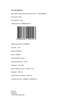 Serra Fita RBS315A Dimens&otilde;es (LarguraxAlturaxComprimento