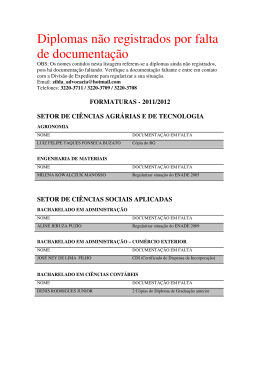 Diplomas n&atilde;o registrados por falta de documenta&ccedil;&atilde;o