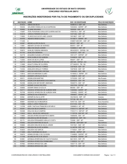 inscrições indeferidas por falta de pagamento ou em