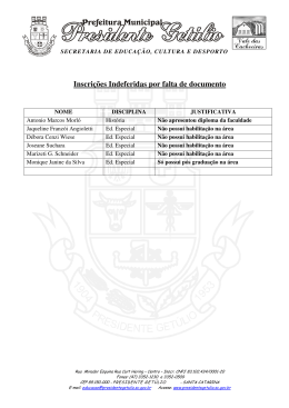 Inscrições Indeferidas por falta de documento