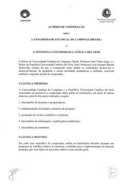Acordo de Coopera&ccedil;&atilde;o - Unicamp e PUC-Peru