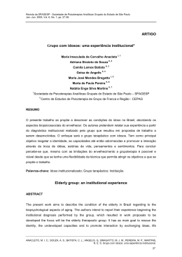 ARTIGO Grupo com idosos: uma experi&ecirc;ncia institucional