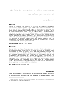 Hist&oacute;ria de uma crise: a cr&iacute;tica de cinema na esfera p&uacute;blica virtual
