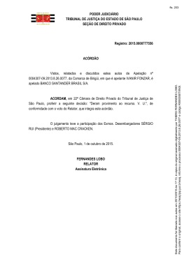 PODER JUDICIÁRIO TRIBUNAL DE JUSTIÇA DO ESTADO DE SÃO