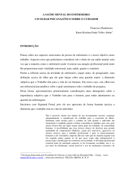A SA&Uacute;DE MENTAL DO ENFERMEIRO - Rede de Estudos do Trabalho