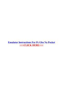 emulator instructions for pc gba na pocket