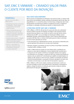 SAP, EMC E VMWARE &ndash; CRiAndo VAloR PARA o CliEntE PoR
