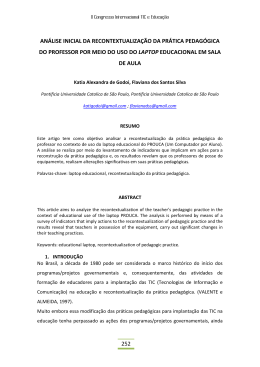 An&aacute;lise inicial da recontextualiza&ccedil;&atilde;o da pr&aacute;tica pedag&oacute;gica do