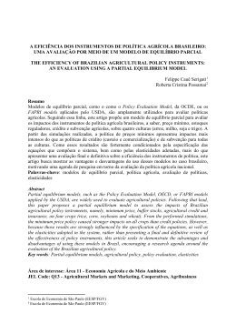 a efici&ecirc;ncia dos instrumentos de pol&iacute;tica agr&iacute;cola brasileiro