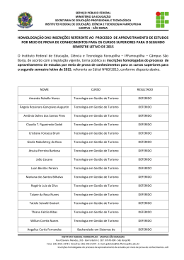 Inscri&ccedil;&otilde;es homologadas do processo de aproveitamento de estudos