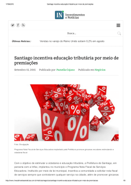 Santiago incentiva educa&ccedil;&atilde;o tribut&aacute;ria por meio de premia&ccedil;&otilde;es