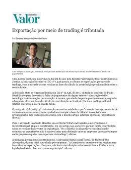 Exporta&ccedil;&atilde;o por meio de trading &eacute; tributada