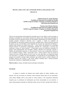 pr&aacute;tica educativa de atividade musical realizada com