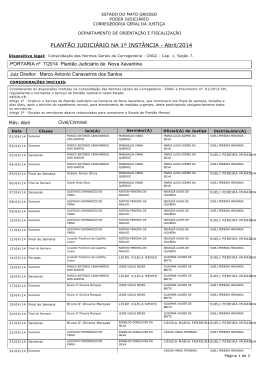 PLANT&Atilde;O JUDICI&Aacute;RIO NA 1&ordm; INST&Acirc;NCIA - Abril/2014