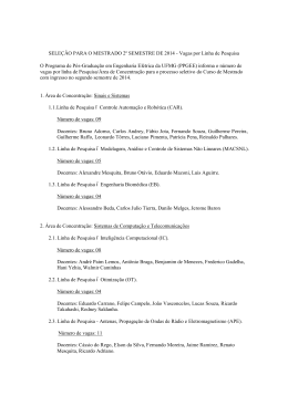 SELE&Ccedil;&Atilde;O PARA O MESTRADO 2&ordm; SEMESTRE DE 2014