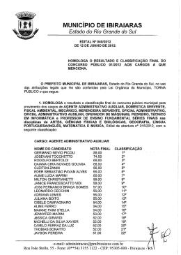 Homologa&ccedil;&atilde;o do Resultado Final