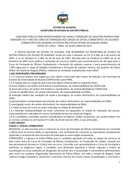 Ed. n 1- abertura PMAL 2012 - CESPE / UnB