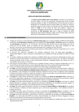 Edital - Pol&iacute;cia Militar do Estado do Tocantins