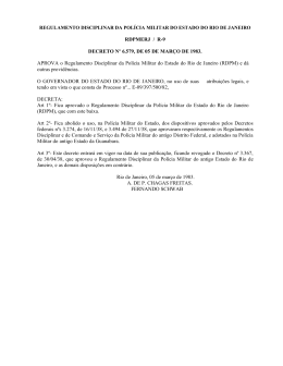 regulamento disciplinar da pol&iacute;cia militar do estado do rio de janeiro