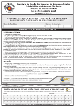 Prova para Cabo da Pol&iacute;cia Militar de S&atilde;o Paulo