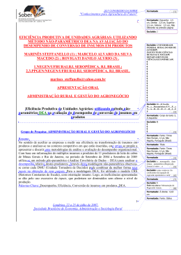 efici&ecirc;ncia produtiva de unidades agr&aacute;rias: utilizando