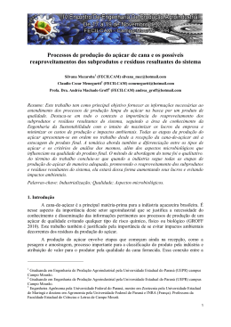 Processos de produção do açúcar de cana e os possíveis