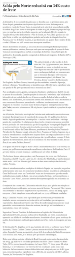 Sa&iacute;da pelo Norte reduzir&aacute; em 34% custo de frete