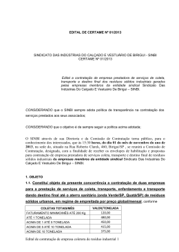 Edital de contrata&ccedil;&atilde;o de empresa coletora de res&iacute;duo