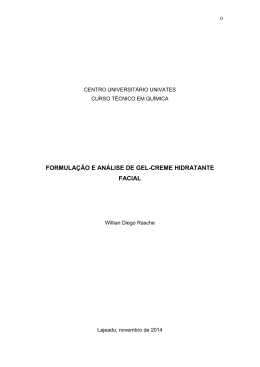 formula&ccedil;&atilde;o e an&aacute;lise de gel-creme hidratante facial