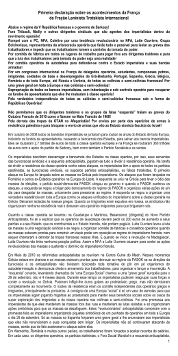 Primeira declaração sobre os acontecimentos da França da Fração