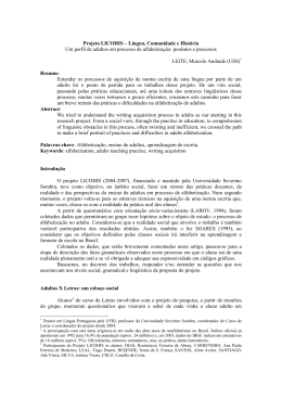 Projeto LICOHIS – Língua, Comunidade e História Um perfil de