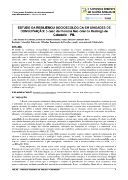 ESTUDO DA RESILI&Ecirc;NCIA SOCIOECOL&Oacute;GICA EM