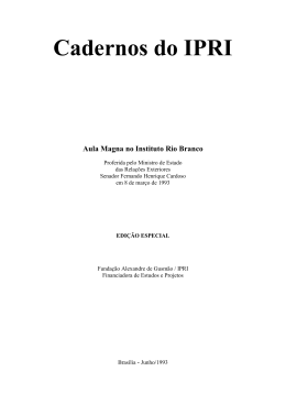 Cadernos do IPRI Aula Magna no Instituto Rio Branco