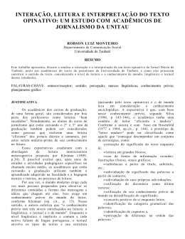 intera&ccedil;&atilde;o, leitura e interpreta&ccedil;&atilde;o do texto opinativo: um