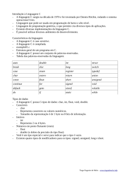Introdu&ccedil;&atilde;o &agrave; Linguagem C A linguagem C surgiu