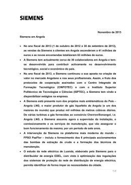 Novembro de 2013 Siemens em Angola • No ano fiscal de 2013 (1