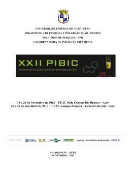 18 a 20 de Novembro de 2013 &ndash; UFAC Sede Campus Rio Branco