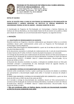 EDITAL DE SELE&Ccedil;&Atilde;O PARA O MESTRADO - ICB