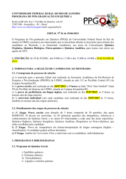 Processo de Sele&ccedil;&atilde;o para o Mestrado no Programa de P&oacute;s