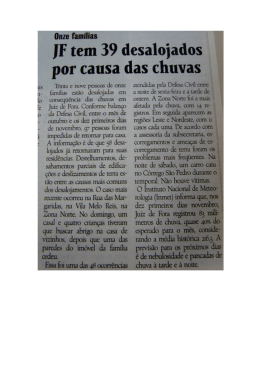 JF tem 39 desalojados por causa das chuvas