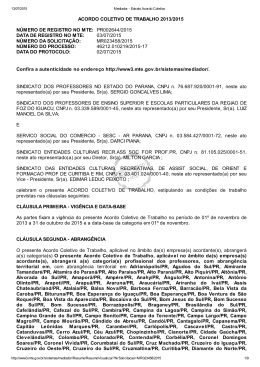 ACORDO COLETIVO DE TRABALHO 2013/2015 N&Uacute;MERO DE