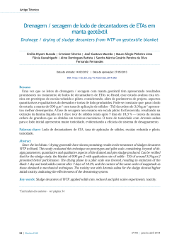 Drenagem / secagem de lodo de decantadores de