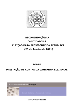 RECOMENDAÇÕES A CANDIDATOS À ELEIÇÃO