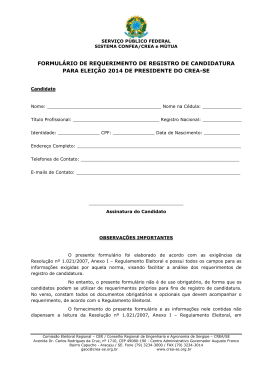 formulário de registro de candidatura para presidente do crea-se