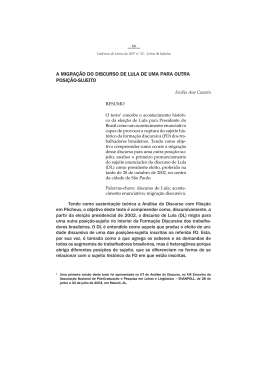 A migra&ccedil;&atilde;o do discurso de Lula de uma para outra posi&ccedil;&atilde;o