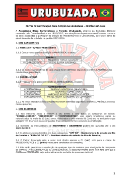 EDITAL DE CONVOCA&Ccedil;&Atilde;O PARA ELEI&Ccedil;&Atilde;O DA URUBUZADA