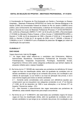 Edital do Mestrado Profissional em Sa&uacute;de e Tecnologia no