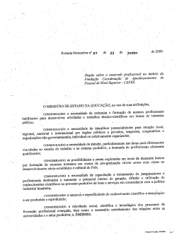 Portaria Normativa n&deg; V07 Disp&otilde;e sobre o mestrado profissional no
