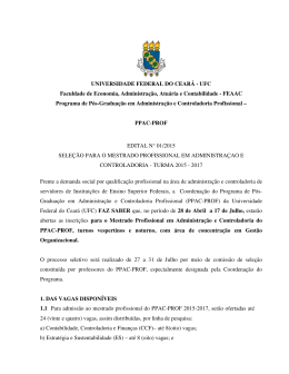 edital n&deg; 01/2015 sele&ccedil;&atilde;o para o mestrado profissional em