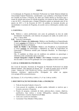 EDITAL A Coordenação do Programa de Mestrado Profissional em